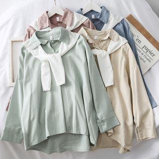 Dip-back Loose-fit Shirt + Shawl