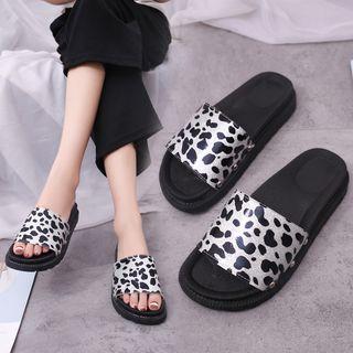 Leopard Printed Platform Slide Sandals
