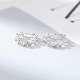 925 Sterling Silver Twisted Hoop Earring 1 Pair - Spiral - One Size
