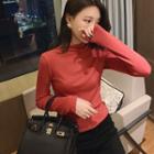 Mock-neck Half Long-sleeve Knit Top