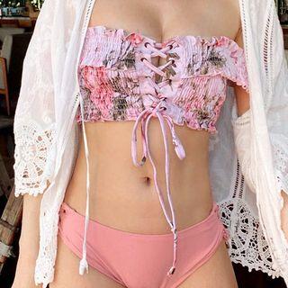 Floral Lace-up Bikini