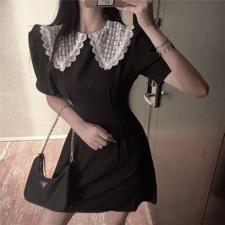 Lace Collar Short-sleeve Mini A-line Dress