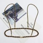 Faux Leather Alloy Suspender Waist Chain Black & Gold - One Size
