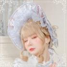 Lace Trim Bow Accent Headband / Bonnet Hat