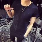 Short-sleeve Bamboo Embroidery T-shirt