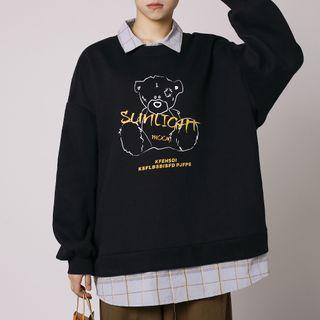 Plaid Collar Panel Mock Two-piece Print Sweatshirt