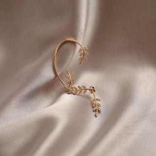 Alloy Leaf Dangle Earring 1 Pc - 925 Silver - One Size