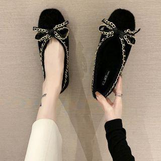 Chain Bow Fluffy Flats