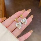 Heart Rhinestone Resin Alloy Dangle Earring E5206 - 1 Pair - Gold - One Size