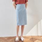 Dotted Cotton Midi Skirt