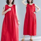 Sleeveless Midi A-line Linen Dress