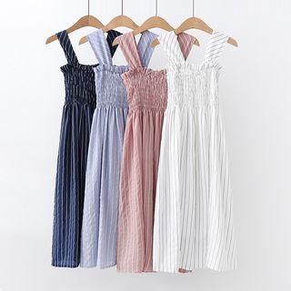 Striped Wide-strap A-line Dress