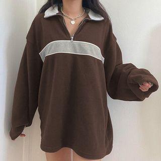 Long-sleeve Mock-neck Half Zip Fleece Sweater