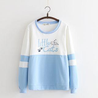 Cat Print Letter Sweatshirt