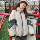 Stand Collar Color Block Puffer Jacket