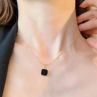 Square Pendant Necklace 1 Pc - Square Pendant Necklace - Black - One Size