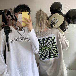 Couple Matching Long-sleeve Letter Printed T-shirt