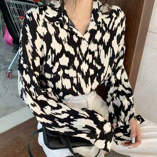 Cow Print Shirt Shirt - White Print - Black - One Size