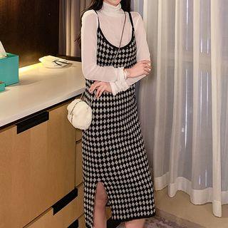 Diamond Patter Midi Pinafore Dress