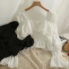 Ruffled Square-neck Crop Top