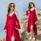 Cold Shoulder Long-sleeve Midi Sundress