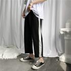 Two-tone Cropped Straight-cut Pants