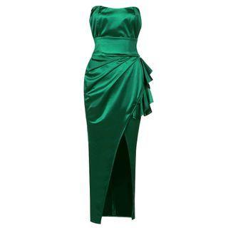 Asymmetrical Slit Midi Tube Dress