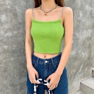 Chain Strap Ribbed Knit Camisole