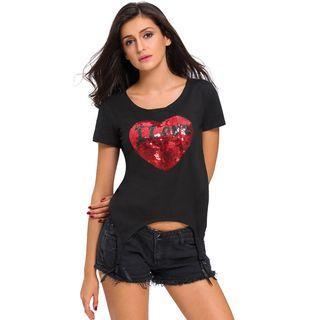 Short-sleeve Sequined Glitter T-shirt