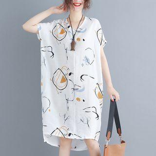 Patterned Short Sleeve T-shirt Midi Dress