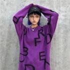 Couple Matching Lettering Sweater Purple - One Size