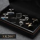 4 Pair Set: Alloy Cufflinks (various Designs) Xk2007 - 4 Pair - Silver & Gold - One Size