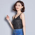 Sleeveless Metallic Patterned Top