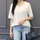 Short-sleeve Round-neck Plain T-shirt