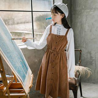 Corduroy Strappy Midi A-line Dress