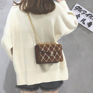 Diamond Pattern Faux Leather Crossbody Bag