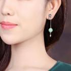 925 Sterling Silver Flower Gemstone Dangle Earring 1 Pair - As Shown In Figure - One Size
