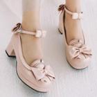 Bow-accent Chunky-heel Mary-jane Pumps