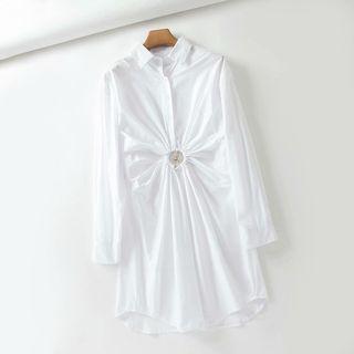 Cut Out Ruched Shirtdress