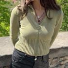 Long Sleeve Zip-up Cropped Cardigan