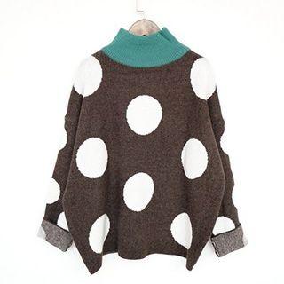 Polka Dot Mock Neck Sweater