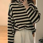 Turtleneck Striped Sweater White & Black - One Size