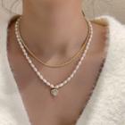 Heart Pendant Freshwater Pearl Necklace / Layered Necklace