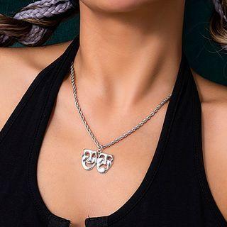 Mask Pendant Alloy Necklace 1 Pc - Mask Pendant Alloy Necklace - Silver - One Size