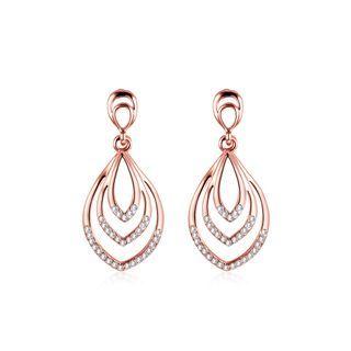 Plated Rose Gold Water Drop Earrings With Austrian Element Crystal Rose Gold - One Size