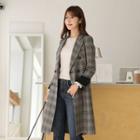 Peaked-lapel Double-breasted Plaid Coat