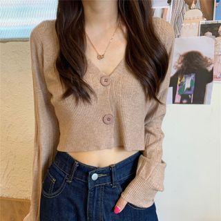 Cropped Button-up Knit Top
