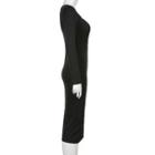 Long Sleeve Square Neck Slit Dress