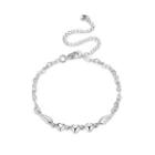Simple Romantic Heart Shaped Angel Wing Anklet Silver - One Size