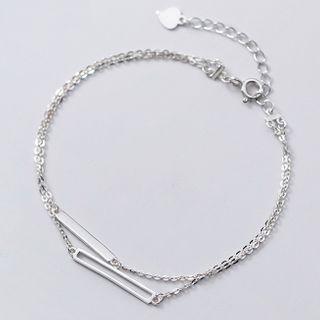 925 Sterling Silver Bar Layered Bracelet S925 Silver - Silver - One Size